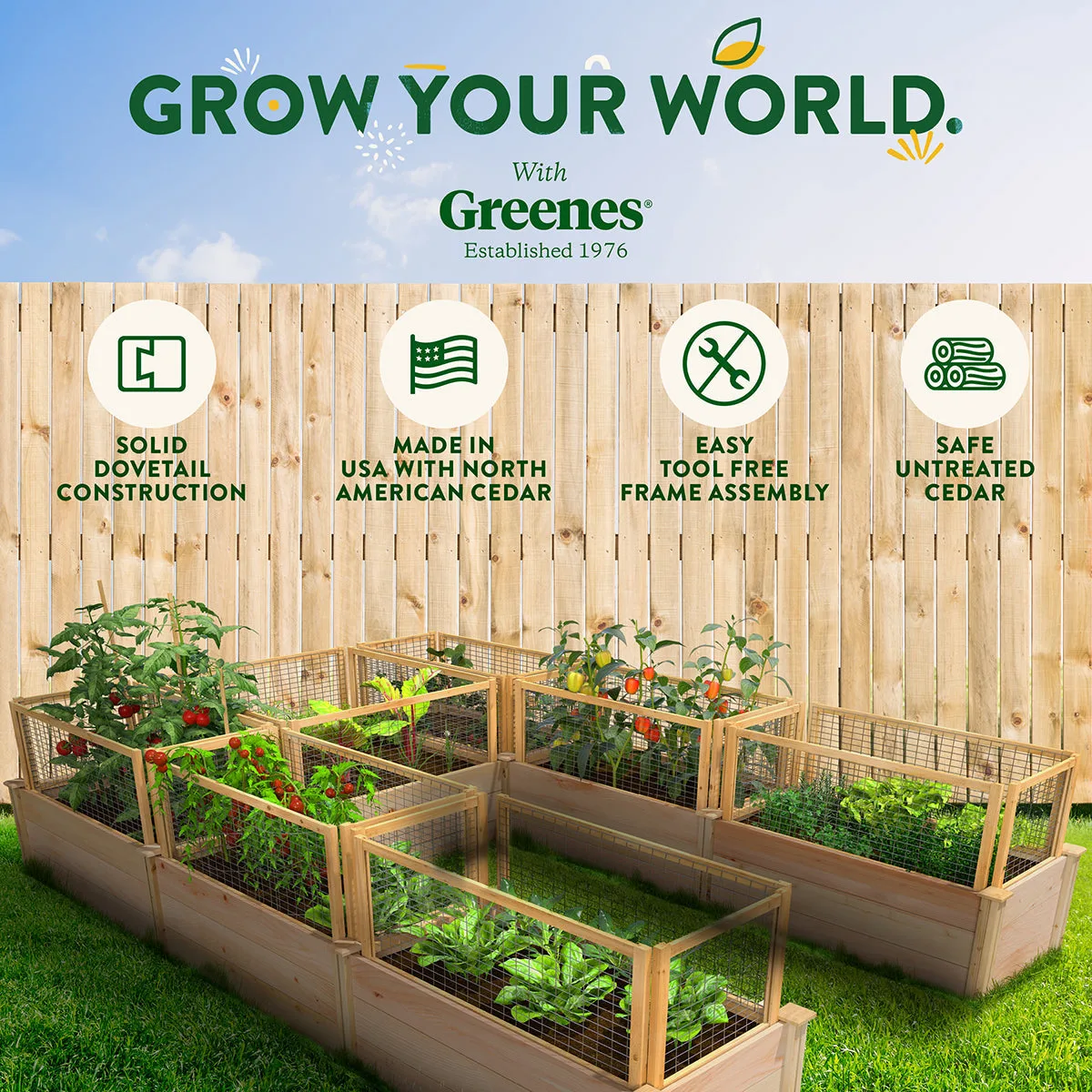 Greenes Fence cedar four-by-eight raised garden bed